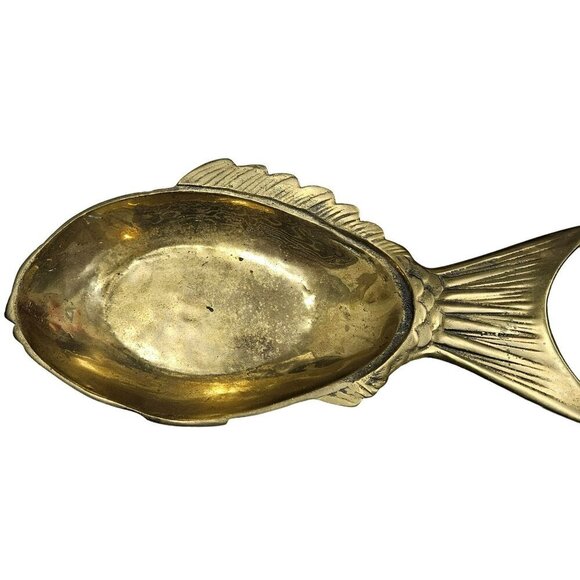 Vintage LARGE Brass Fish-Shaped Bowl Lid Trinket Holder Made Hong Kong 7.8 lbs - Picture 6 of 14